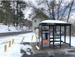 The only shelter at North Branch Station is a bus stop style one